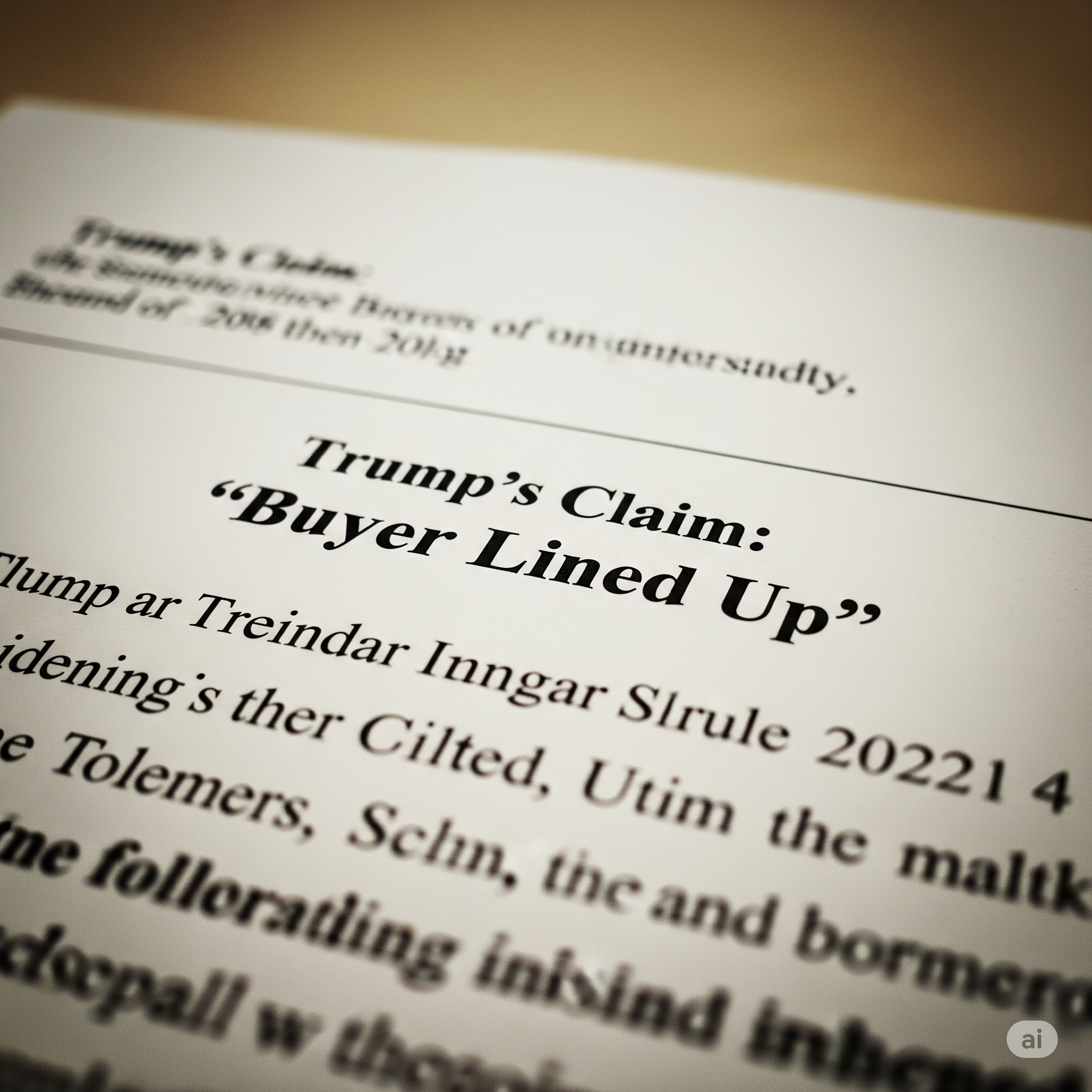 🧑‍💼 Trump’s Claim: “Buyer Lined Up”